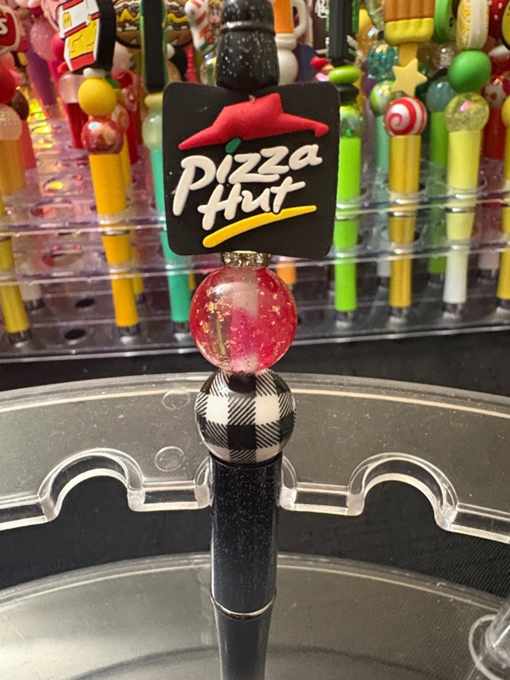 Pizza Hut Logo Beaded Pen - Black, Red, White